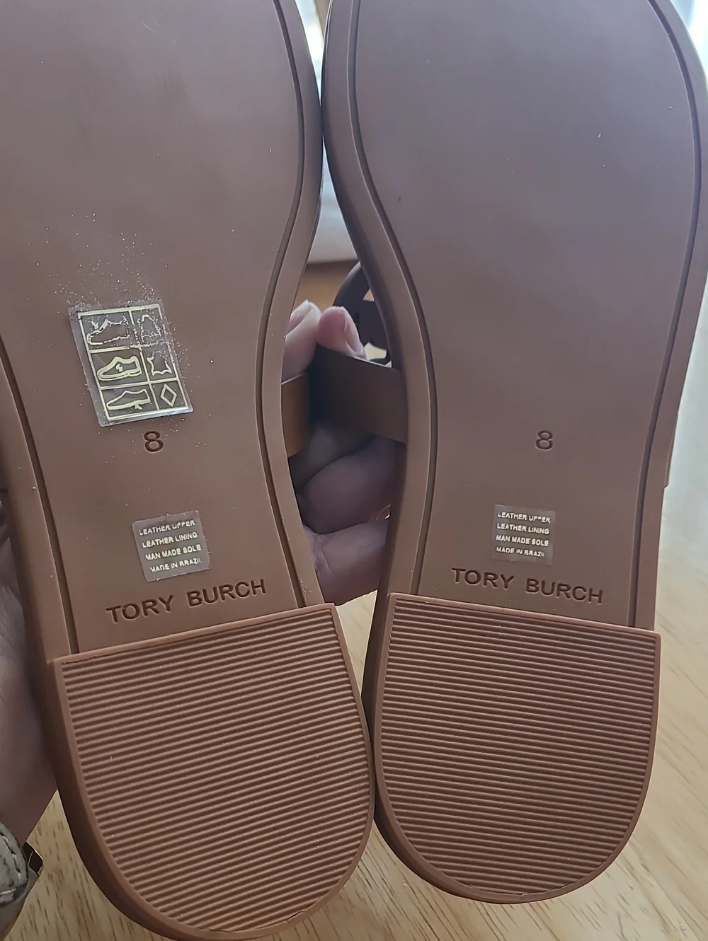 NWT Tory Burch Miller A-With Women's Calf Leather Bourbon Miele Tan Sandals Sz 8